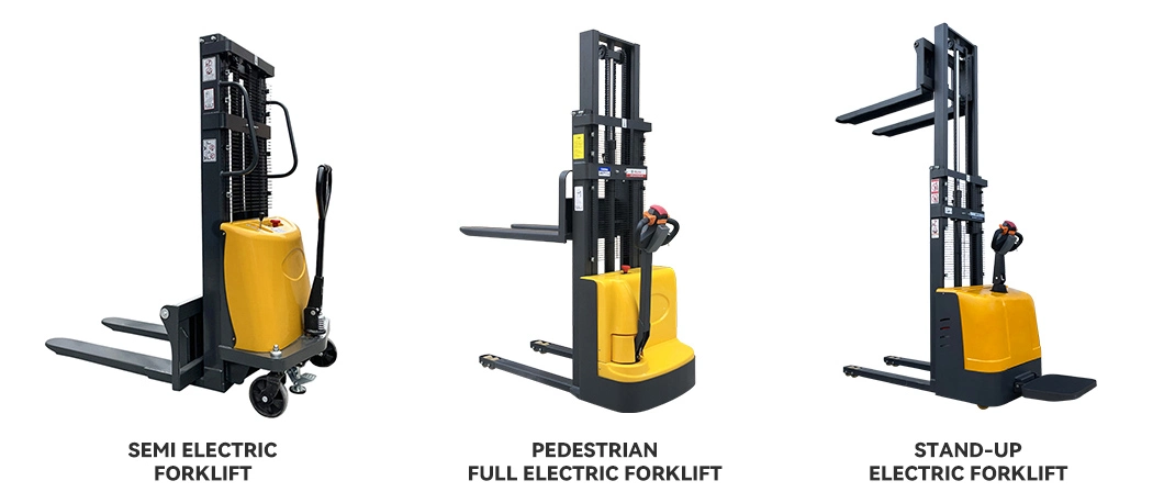 1/1.5/2/3 Ton Stand Drive Hydraulic Full Electric Pallet Stacker Electric Forklift